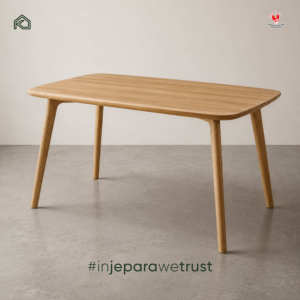 Modern Japandi Solid Teak Wood <b>Dining</b> <b>Table</b> <b>Space</b> <b>Saving</b> Home Apartment Cafe Restaurant <b>Table</b> Indonesia - Product Image 6