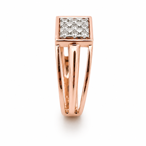 Anillo de Oro Amarillo de 14 Quilates para Hombre con Circonita Cúbica en Forma de Cuadrado, Doble Banda, Diseño Dividido, Pulido, para Boda, Fiesta, Regalo, Joyería - Product Image 2