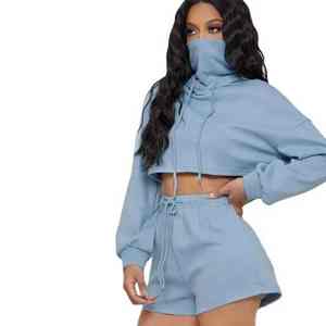 Conjunto de Sudadera Corta con Capucha de Algodón Transpirable de Verano de Primera Calidad, Ligero, con Logotipo Personalizado, Ropa para Mujer - Product Image 3