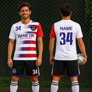 เสื้อฟุตบอลสำหรับผู้ใหญ่ราคาส่ง คุณภาพดี พิมพ์ลายได้ตามต้องการ เสื้อแข่งฟุตบอลแขนสั้นแบบยูนิเซ็กซ์ ระบายอากาศได้ดี แห้งเร็ว - Product Image 1