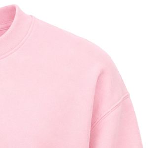 เสื้อสเวตเชิ้ตคอกลมสีชมพูพร้อมโลโก้ลายตราสัญลักษณ์ ผ้าฟลีซเนื้อนุ่มสำหรับผู้หญิงและเด็กผู้หญิง สไตล์ลำลอง แฟชั่นสตรีทแวร์ ใส่ได้ทุกวัน - Product Image 4