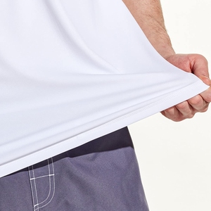 T-shirt Rash Guard unisexe blanc à manches longues avec poche avant, séchage rapide, respirant, Spandex/Polyester 180g, haut de sport - Product Image 5