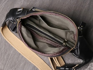 Manufacturer Brown Genuine Leather Chest <b>Bags</b> <b>Bag</b> Durable Zippers Adjustable Fit Anti-Bacterial high demanding Leather Chest <b>Bag</b> - Product Image 4