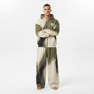 Conjunto de chándal con capucha y cremallera para hombre, de color degradado, estilo urbano, holgado, con hombros caídos, conjunto de dos piezas de sudadera con capucha y pantalón jogger. - Product Image 6