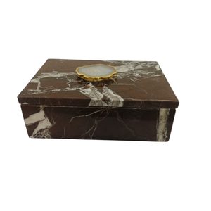 Marble Decorative Box Rectangle Shape Polished <b>Stone</b> Luxury Home Decor Geometric Pattern - Product Image 1