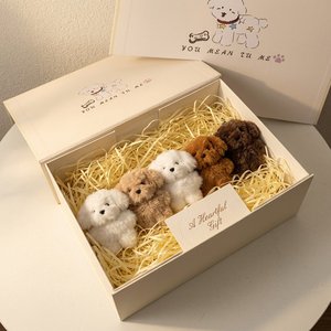 Boîte cadeau rigide personnalisée avec logo, motif chien mignon, en carton ivoire, impression 4 couleurs, avec poignée, pour emballage cadeau, artisanat et vente au détail - Product Image 3