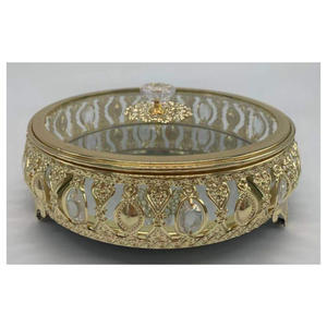 กล่องใส่เครื่องประดับทรงโมเดิร์นทำจากกระจกขอบทองเหลือง พร้อมกรอบทองเหลืองโบราณสุดหรู |   กล่องเก็บของตกแต่งทำมือ สีตามสั่ง พร้อมโลโก้ - Product Image 2