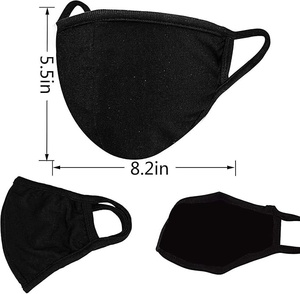 Masque facial en coton noir 3 plis réutilisable avec boucles auriculaires pour usage quotidien toutes saisons - Product Image 2