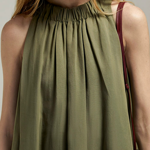 For <b>Linen</b> Solid Eco-Friendly Loose A-Line Knee-Length Draped Daily Wear Office Urban Style Casual Elegant Sleeveless Women - Product Image 2