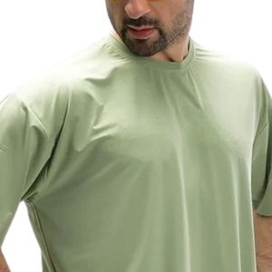 Camiseta de Manga Corta para Hombre, Cuello Redondo, Color Verde Salvia, Corte Holgado, Estilo Deportivo Informal, Ligera, para Uso Diario, Cómoda y Básica - Product Image 2