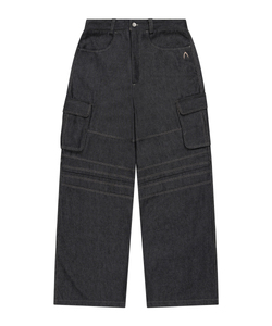 Pantalon cargo en denim taille haute coupe ample couleur unie style utilitaire pour homme – Jean en coton mi-lourd pour l'automne, lavage classique - Product Image 5