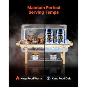 Set da Buffet in Acciaio Inossidabile da 4 Qt, 2 Pezzi, con 4 Vaschette Rettangolari da Mezza Taglia, Scaldavivande Professionale per Catering - Product Image 4