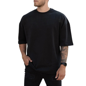 T-shirt ample à épaules tombantes 100% Coton Peigné, style streetwear tendance, coupe oversize pour homme, anti-boulochage, vente en gros - Product Image 1