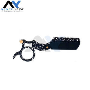 Navaja de afeitar de filo recto para hombre con mango de inserción para el dedo, la mejor para barbería, de grafito negro con revestimiento de papel, para aseo personal - Product Image 5