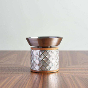 Encensoir cylindrique en métal avec incrustation de mosaïque de nacre pour la vente en gros - Product Image 3