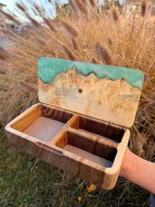 Christmas Gift Handmade Wooden Jewelry <b>Box</b> with Epoxy Resin Inlay, Rustic <b>Keepsake</b> <b>Box</b> for Him or Her - Product Image 4