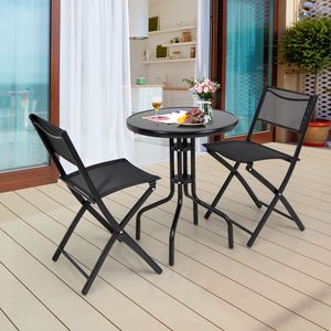 Set di 3 sedie da tavolo da bistrot pieghevoli per uso interno ed esterno mobili da giardino - Product Image 5