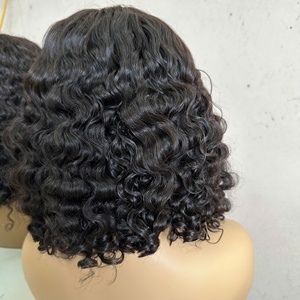 Perruque Bouclée Naturelle Humaine Vierge Cheveux Perruque à Pointe Plate Bande avec Double Extensions de Cheveux Dessinés Lâche Vague Profonde Bouclée - Product Image 3