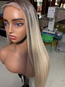 Wholesale Ash Blonde Straight Human Hair Lace <b>Front</b> <b>Wig</b> – Long Silky Beige Blonde HD Lace <b>Wig</b> - Product Image 2