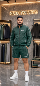REXFIT SPORTS 2026 Ensemble veste et short en nylon personnalisé pour homme, survêtement léger color block pour la gym, l'entraînement et le streetwear - Product Image 5