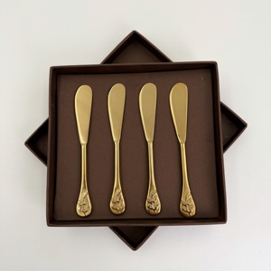 Ensemble d'outils à fromage en acier inoxydable avec manche doré en spirale, finition plaquée or, pour la maison, les restaurants et les cadeaux - Product Image 1