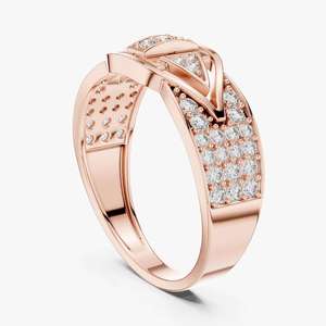 Anillo Unisex de Oro Amarillo con Diamantes Naturales de Corte Brillante Redondo, Estilo Clásico de Compromiso - Product Image 5
