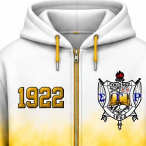 Sudadera con Capucha Oversize para Mujer Sigma Gamma Rho, Diseño Tie Dye Blanco y Dorado, Gráfico Personalizado de Hermandad Griega, Estilo Casual Urbano - Product Image 6