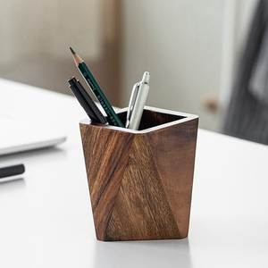 Support à stylos élégant en bois, artisanat fait main, organiseur de bureau décoratif pour stylos, crayons, marqueurs, ciseaux - Product Image 3