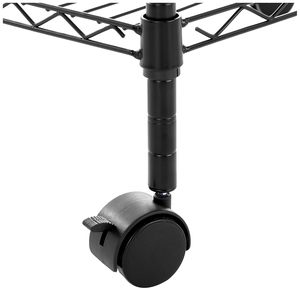 Basics 3 Tier Heavy Duty Storage Rack with Wheels | <b>Adjustable</b> Metal <b>Shelving</b> <b>Unit</b> Floor Mount (Black) - Product Image 1