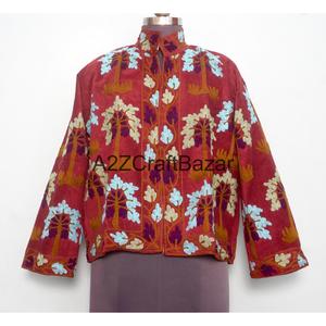 Handmade Embroidered Embossed Cotrise <b>Jacket</b> Vintage Design Eco-Friendly Quick Dry Breathable Cotton Lined <b>Mandarin</b> <b>Collar</b> 800g - Product Image 5
