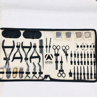 Kit d'outils pour extensions de cheveux AFZAL, en acier chirurgical, pinces, ciseaux, clips, perles, tout en un, style noir tendance