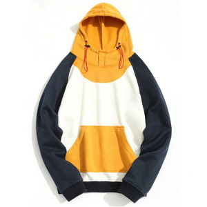Sweat-shirt à capuche pour homme, color-block, manches raglan, en molleton, décontracté, pour l'automne, coupe classique, en coton tricoté, blanc, marine, orange - Product Image 1