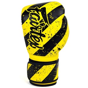 Guantes de Boxeo Fairtex Amarillos y Negros con Estampado Completo de la Mejor Calidad, Guantes de Boxeo de Entrenamiento Profesional de Cuero Genuino OEM - Product Image 3