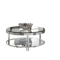 Nouvelle Table Basse de Style avec Plateau et Base en Verre, Table Basse en Acier Argenté de Nouveau Design pour Décoration Intérieure, Table Console Centrale