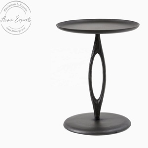 Modern iron side <b>table</b> with sleek <b>round</b> top and sculpted base for stylish living room decor durable design and versatile - Product Image 2
