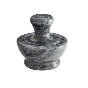 Juego de mortero y Maja de la mejor calidad en mármol, Color gris, forma redonda, utensilios de cocina, hierbas, especias, herramientas, Imam Dasta, a la venta - Product Image 1