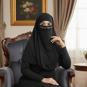 Hijab instantané de haute qualité, base pakistanaise, avec bouton, et foulard personnalisé avec logo, masque hijab niqab respirant en Nida - Product Image 2