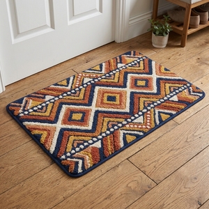 Tapis de bain rectangulaire minimaliste en microfibre beige antidérapant avec mousse à mémoire de forme pour sol de salle de bain - Product Image 6