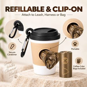 Porte-sacs à crottes de chien en silicone avec mousqueton, distributeur portable de sacs à déjections pour laisse, harnais, accessoires pour promenades canines - Product Image 1