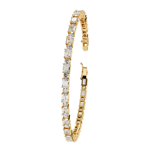 Bracelet de luxe en or 10K 14K avec diamants de laboratoire CVD HPHT 3 carats E VS1, coupe mixte, bracelet tennis à maillons, bijoux fins pour femme - Product Image 1