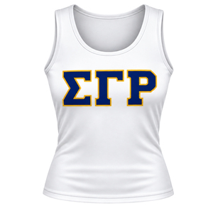 เสื้อกล้ามสีขาวสำหรับผู้หญิง ลายตัวอักษรกรีก Sigma Gamma Rho แบบไม่มีแขน คอกว้าง สวมใส่สบาย เหมาะสำหรับเล่นกีฬาฤดูร้อน เสื้อทรงพอดีตัว - Product Image 1