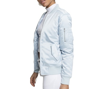 Chaqueta Bomber Varsity de Poliéster Satinado Liso Acolchado de Alta Calidad para Niñas, Chaqueta Vaquera - Product Image 4
