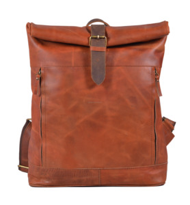 Mochila de cuero Crazy Horse hecha a mano Unisex, cuero genuino sólido, correas enrollables, cerrojo, estilo Vintage, viaje, senderismo, bolsa para ordenador portátil - Product Image 5