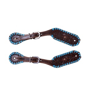 Cuir de haute qualité Western Floral usiné Cowboy éperon sangle avec point de fouet en gros fabricant fournisseur Saman exportations - Product Image 5