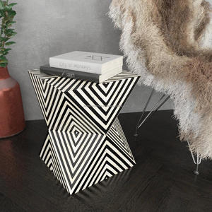 2025 Console meubles de maison fabriqués à la main Floral BoneInlay tabouret tambour moderne Table basse chaude fabricant indien pour l'école d'entrée - Product Image 1
