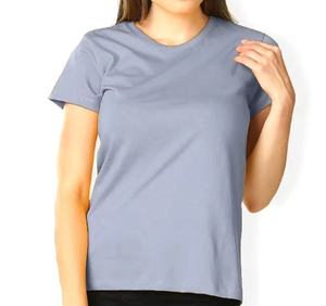 T-shirts surdimensionnés en coton 100% uni personnalisés à col rond et à épaules tombantes pour femmes - Product Image 1