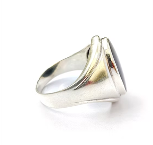 Classic Oval Black Onyx Signet <b>Ring</b> <b>Crafted</b> 925 Sterling Silver Minimalist Statement Band Everyday Wear - Product Image 3