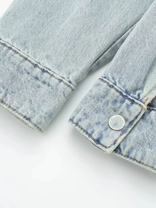 Women Autumn Winter <b>Denim</b> <b>Coat</b> Lapel Long Sleeve Short Jackets Lady Loose Streetwear Women Jacket - Product Image 4