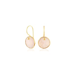 Pendientes de Aro Redondos de Opalita de Fuego, Plata de Ley 925, Chapados en Oro, con Incrustaciones de Gemas Facetadas, Joyería Minimalista para Mujer - Product Image 2