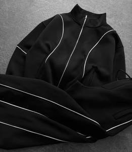 Unisex Gray Polyester Printed Tracksuit Half-<b>zip</b> Full <b>Zip</b> Solid Color Side Pockets Casual Autumn Wear Regular Fit Adult Size 2 1 - Product Image 2